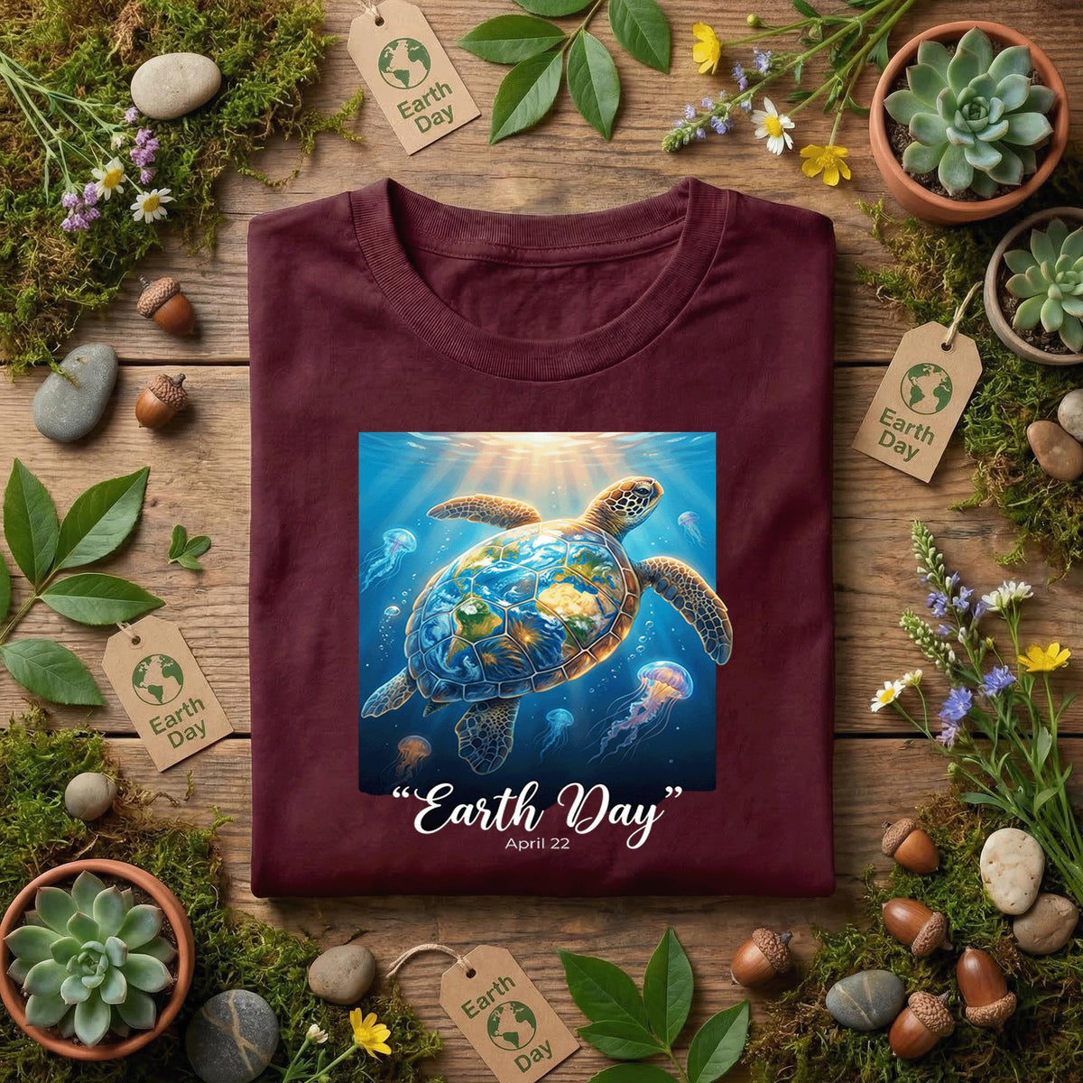 Earth Day Sea Turtle Shirt Ocean Conservation Tee, Marine Life T-Shirt, Save the Ocean Gift, April 22 Eco Awareness Nature Lover Shirt