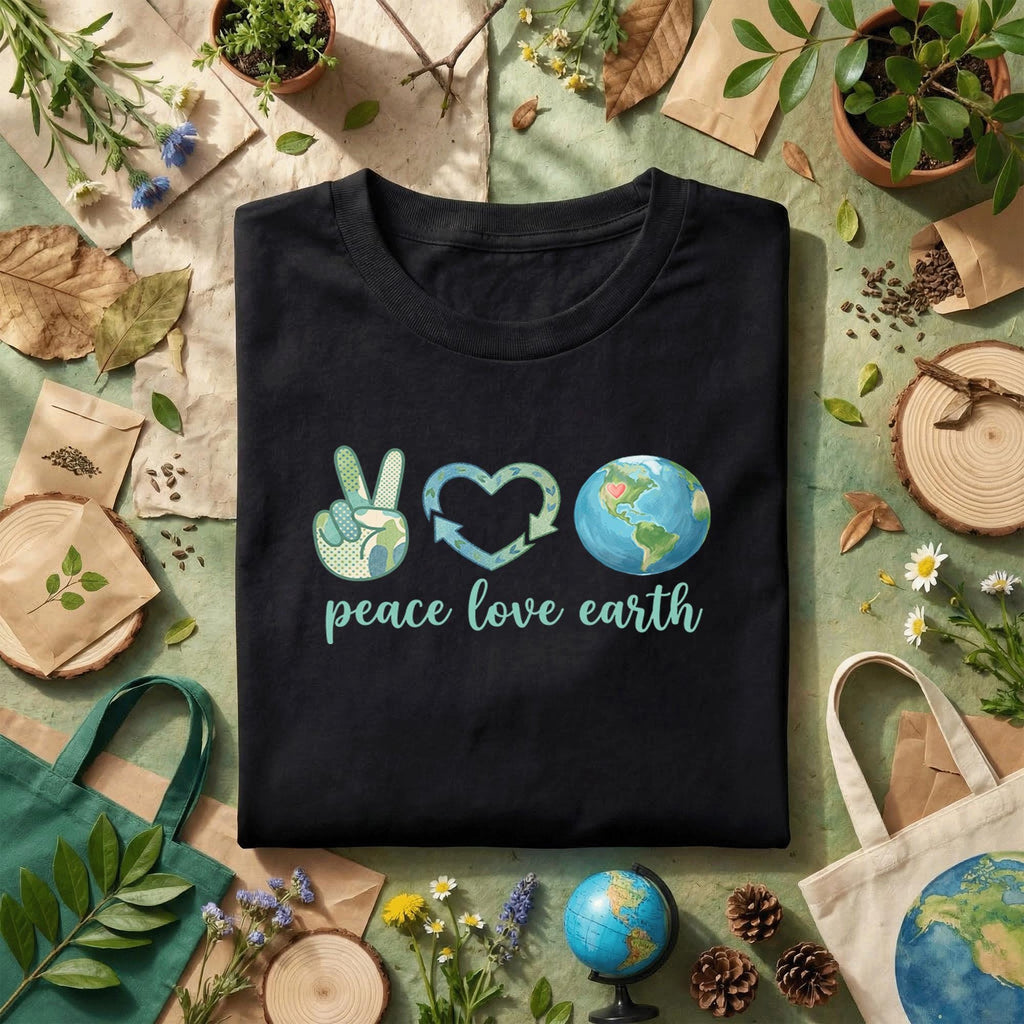 Peace Love Earth Shirt Eco Friendly Tee, Earth Day Shirt, Save Planet Shirt, Environmental Awareness Gift, Nature Lover T-Shirt