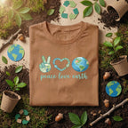 Peace Love Earth Shirt Eco Friendly Tee, Earth Day Shirt, Save Planet Shirt, Environmental Awareness Gift, Nature Lover T-Shirt