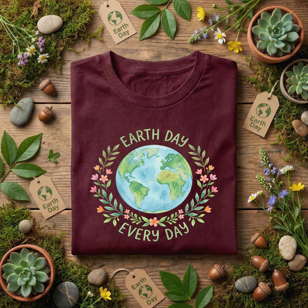 Earth Day Every Day Shirt Floral Earth Tee, Eco Friendly Nature Lover Shirt, Botanical Planet Design, Environmental Awareness Gift