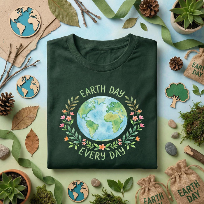 Earth Day Every Day Shirt Floral Earth Tee, Eco Friendly Nature Lover Shirt