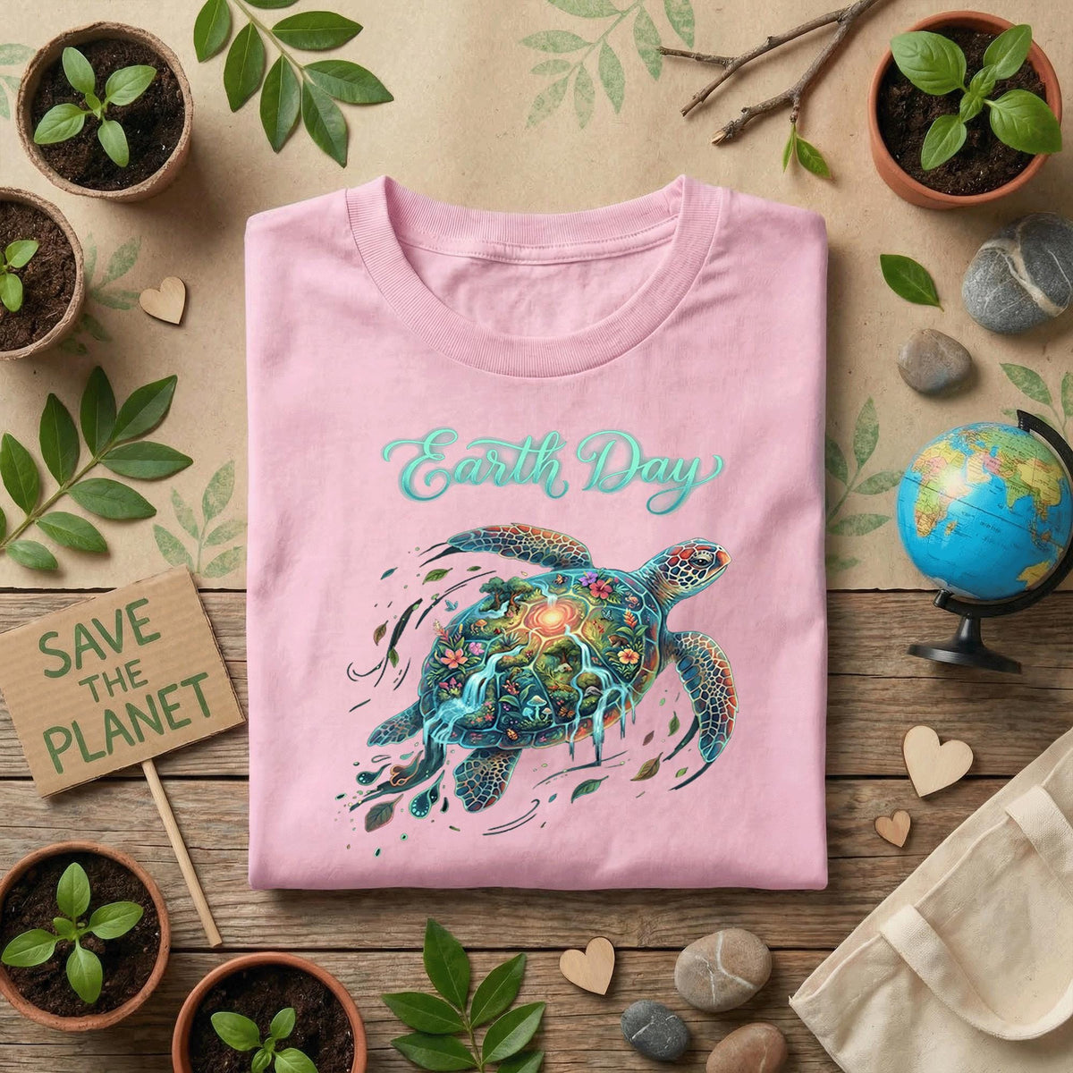 Earth Day Sea Turtle Shirt Colorful Ocean Life Tee, Marine Ecosystem T-Shirt, Save Ocean Gift, Nature Lover Environmental Shirt