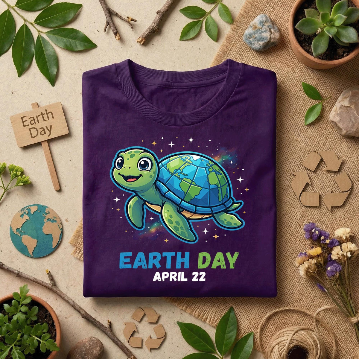 Cute Sea Turtle Earth Day Shirt Youth April 22 Cartoon Turtle Tee, Kids Ocean Animal Shirt, Planet Shell Shirts, Eco Friendly Gift Idea
