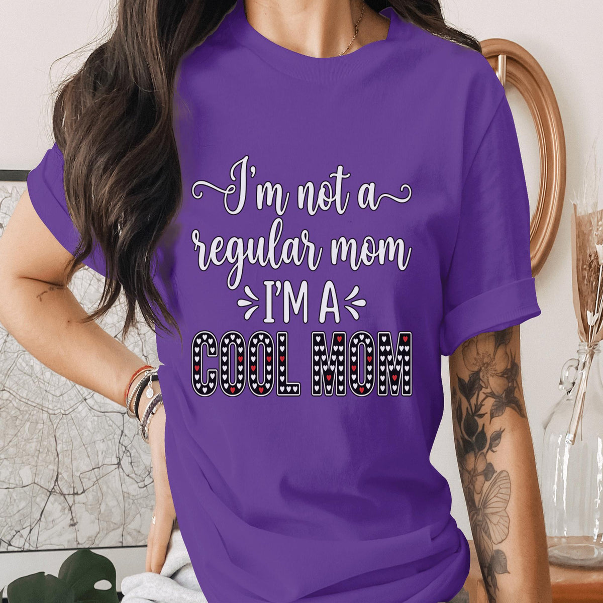 Cool Mom Shirt Funny Mom Quote Tee I'm Not a Regular Mom I'm a Cool Mom T-Shirt Trendy Mother Day Gift Cute Heart Mama Shirt