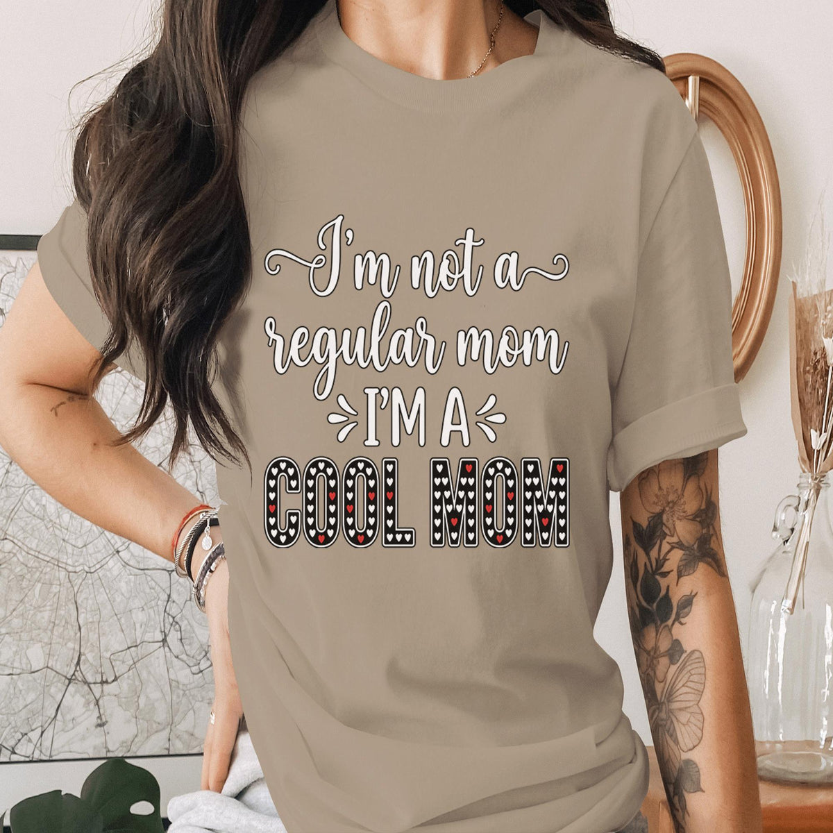 Cool Mom Shirt Funny Mom Quote Tee I'm Not a Regular Mom I'm a Cool Mom T-Shirt Trendy Mother Day Gift Cute Heart Mama Shirt