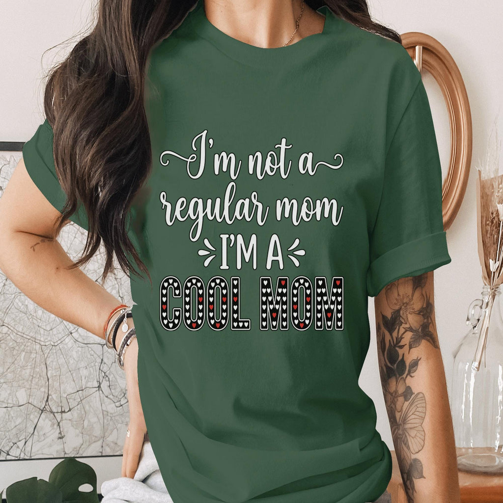 Cool Mom Shirt Funny Mom Quote Tee I'm Not a Regular Mom I'm a Cool Mom T-Shirt Trendy Mother Day Gift Cute Heart Mama Shirt