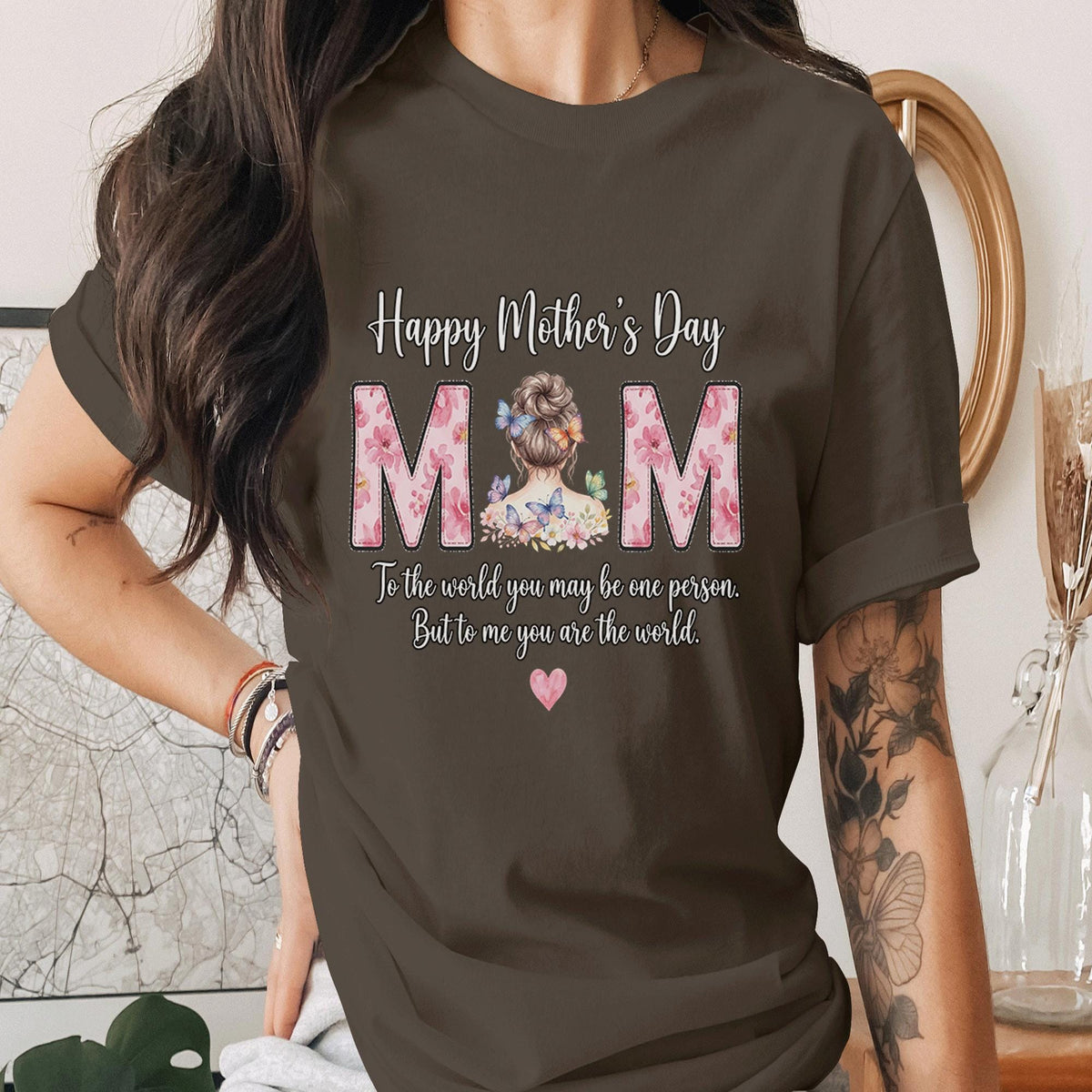Happy Mothers Day Mom Shirt Butterfly Mom Tee Floral MOM T-Shirt Sentimental Quote Gift for Mother Cute Pink Lettering Top Mama Shirt