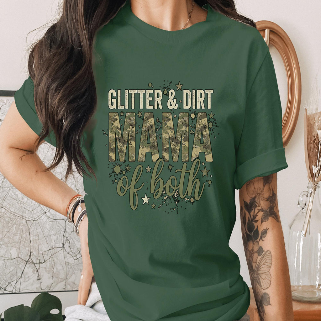 Glitter and Dirt Mama Shirt Camo Mom Tee Strong Mom Gift Rustic Mama T-Shirt Country Mom Life Tee Mothers Day Gift Idea