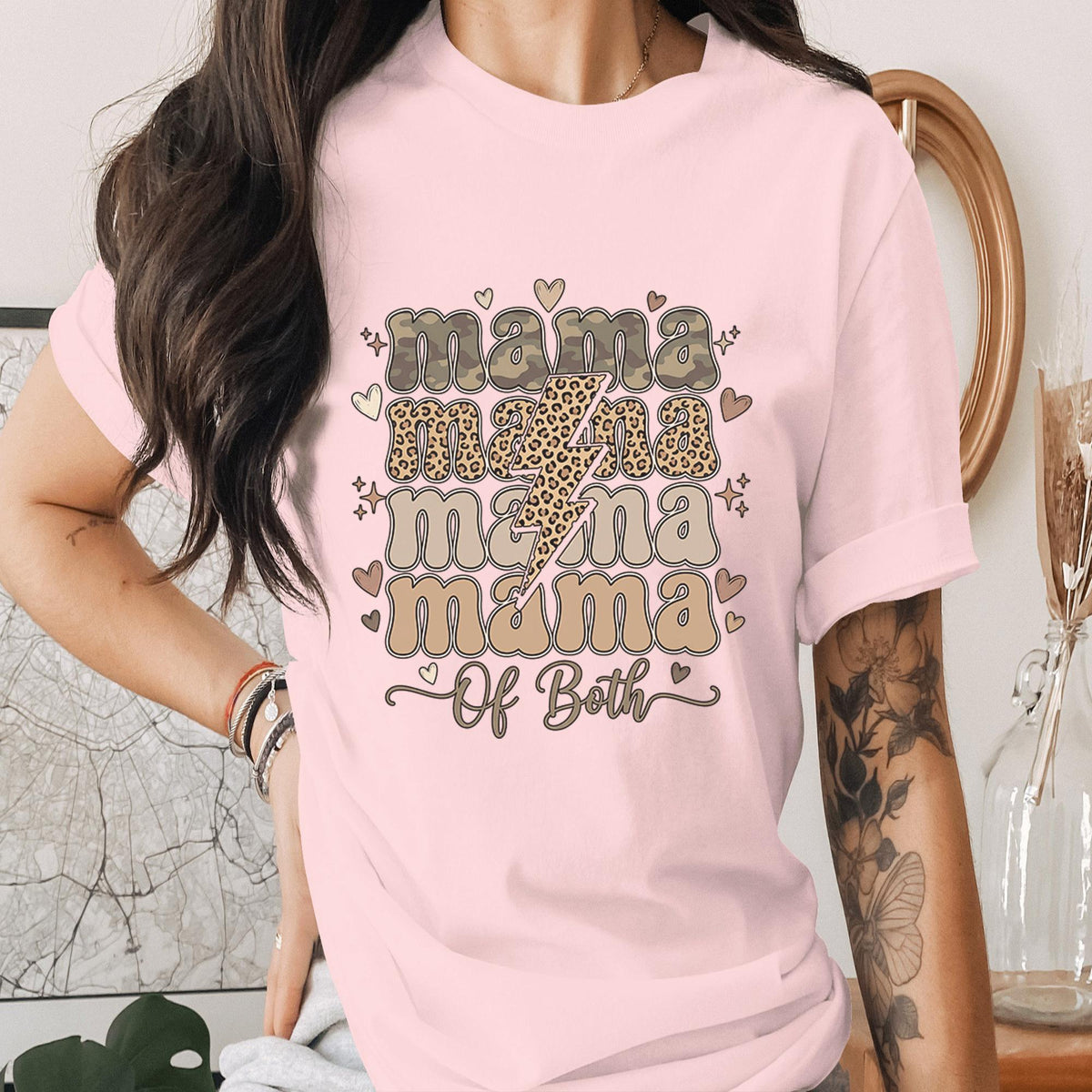 Mama Of Both Shirt Camo Leopard Lightning Bolt Tee Trendy Mom T-Shirt Stylish Mama Gift Mothers Day Tee