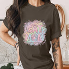 Cat Mom Shirt Cute Pastel Floral Cat Mom Tee Paw Print Mama Shirt Aesthetic Cat Lover Gift Trendy Pet Mom T-Shirt Mothers Day Gifts Idea