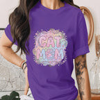 Cat Mom Shirt Cute Pastel Floral Cat Mom Tee Paw Print Mama Shirt Aesthetic Cat Lover Gift Trendy Pet Mom T-Shirt Mothers Day Gifts Idea