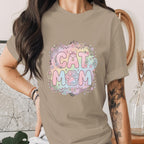 Cat Mom Shirt Cute Pastel Floral Cat Mom Tee Paw Print Mama Shirt Aesthetic Cat Lover Gift Trendy Pet Mom T-Shirt Mothers Day Gifts Idea