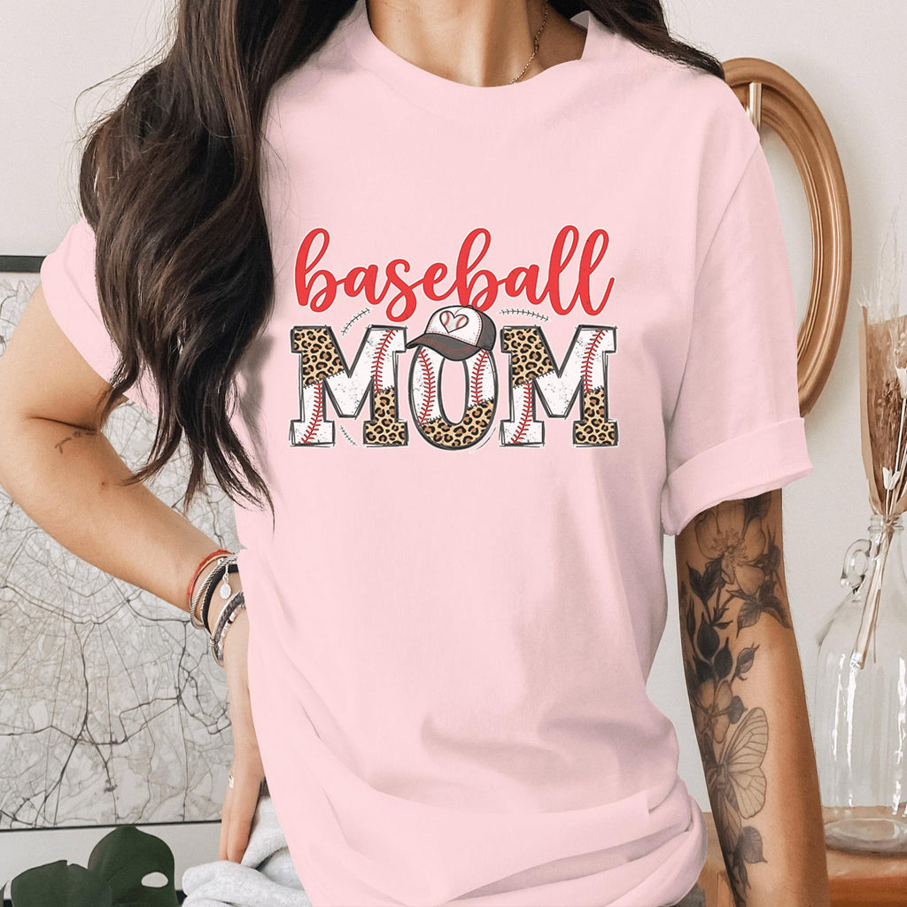Baseball Mom Shirt Leopard Print Baseball Tee Sports Mama T-Shirt Game Day Outfit Trendy Baseball Mama Gift Mothers Day Tee Game Day