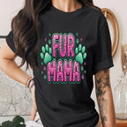 Fur Mama Shirt Pink Leopard Dog Mom Tee Cute Pet Lover T-Shirt Paw Print Gift for Dog Lover Cat Mom Gift Animal Lover...