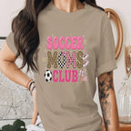 Soccer Moms Club Shirt Cute Soccer Mom Tee Pink Leopard Sports Mom T-Shirt Football Mom Gift Trendy Game Day Mom Outfit Mothers Day Shirt