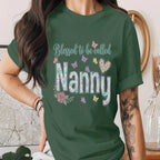 Blessed to Be Called Nanny Shirt Floral Nana Tee Cute Grandma Gift Butterfly Flower Nana Shirt Mothers Day Gift for Grandma