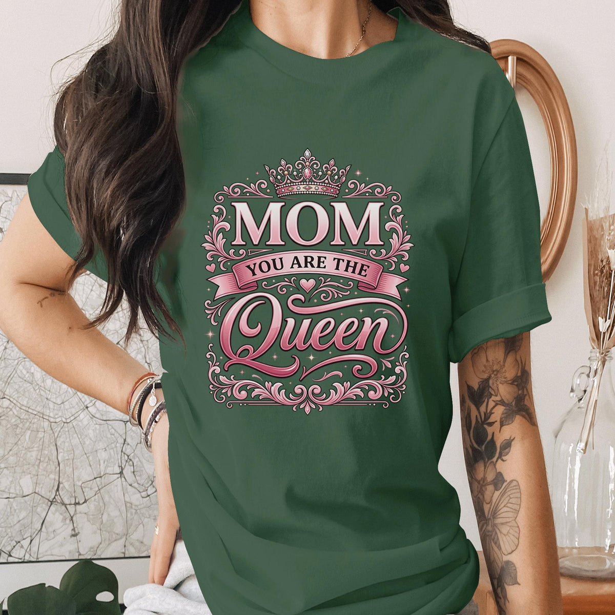 Mom You Are The Queen Shirt Pink Crown Mom Tee Mothers Day Gift Idea for Mom Queen Shirt Elegant Mom Life Shirt Royal Mama Tee