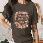 Happy Mothers Day Shirt Floral Heart Mom Gift Tee Cute Mama Shirt Pink Gold Heart Mom Shirt Gift for Her Mothers Day Tee