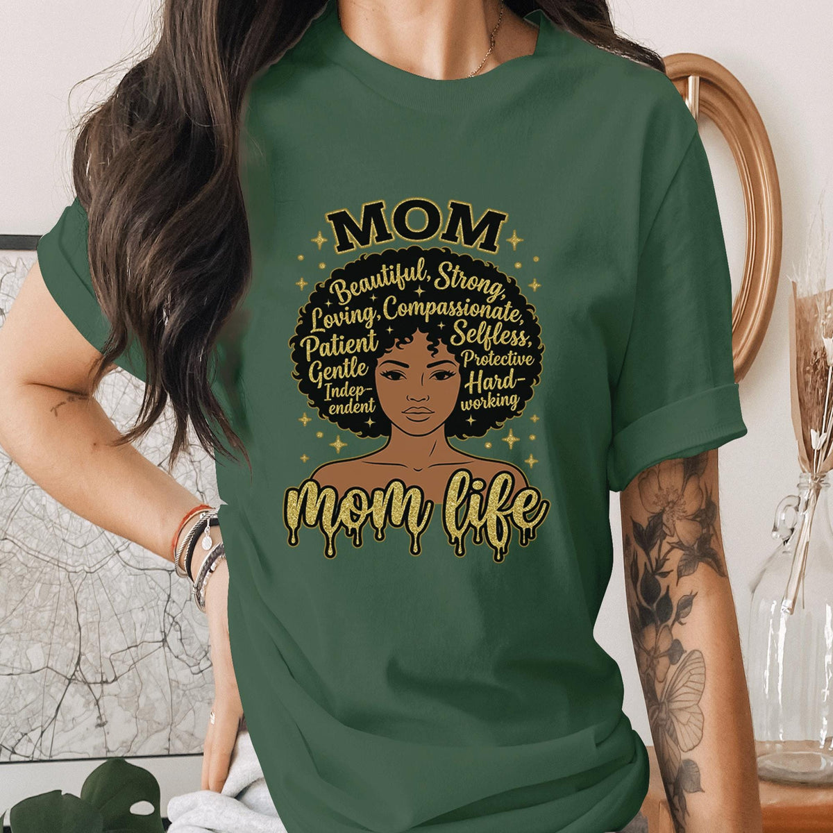 Melanin Mom Life Shirt Black Mom Affirmation Tee Strong Beautiful Mama Shirt Afro Queen Mom Gift Empowered Mothers Day Tee