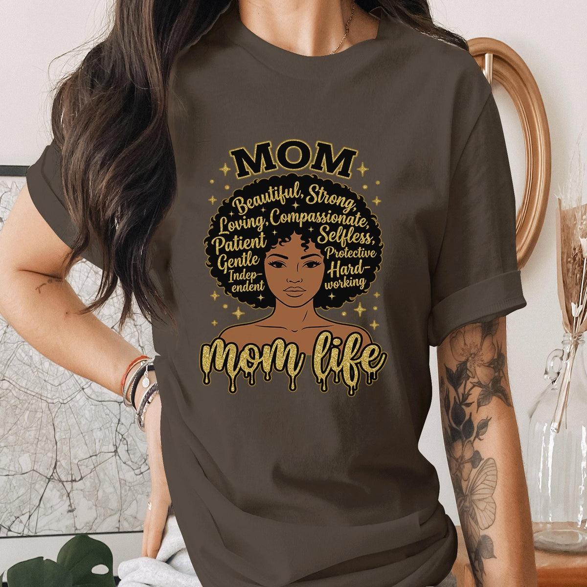 Melanin Mom Life Shirt Black Mom Affirmation Tee Strong Beautiful Mama Shirt Afro Queen Mom Gift Empowered Mothers Day Tee