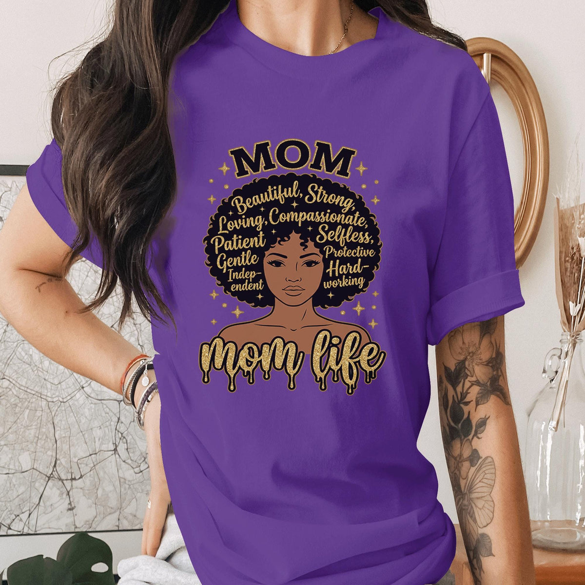 Melanin Mom Life Shirt Black Mom Affirmation Tee Strong Beautiful Mama Shirt Afro Queen Mom Gift Empowered Mothers Day Tee