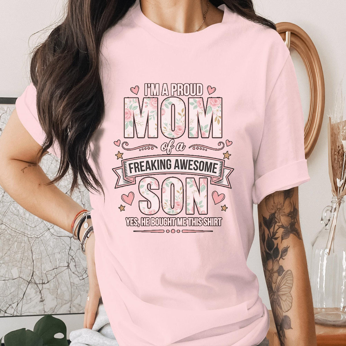 Proud Mom of Son Shirt Funny Mom Gift from Son Shirt Awesome Son Quote Tee Mothers Day Gift Boy Mom Shirt Cute Mama Tee