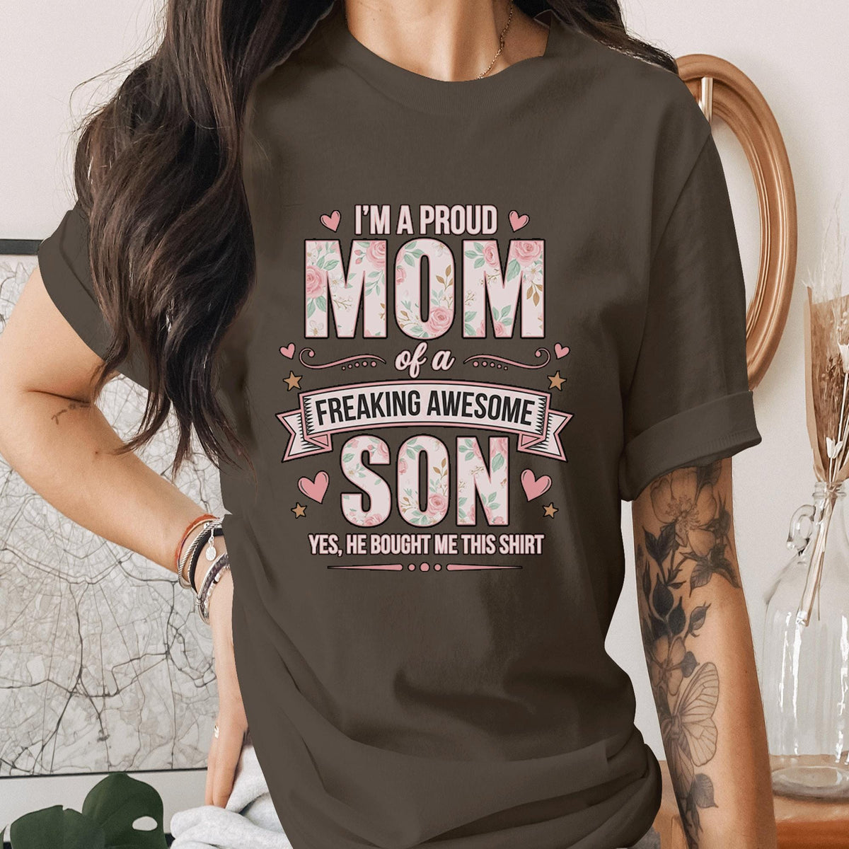 Proud Mom of Son Shirt Funny Mom Gift from Son Shirt Awesome Son Quote Tee Mothers Day Gift Boy Mom Shirt Cute Mama Tee