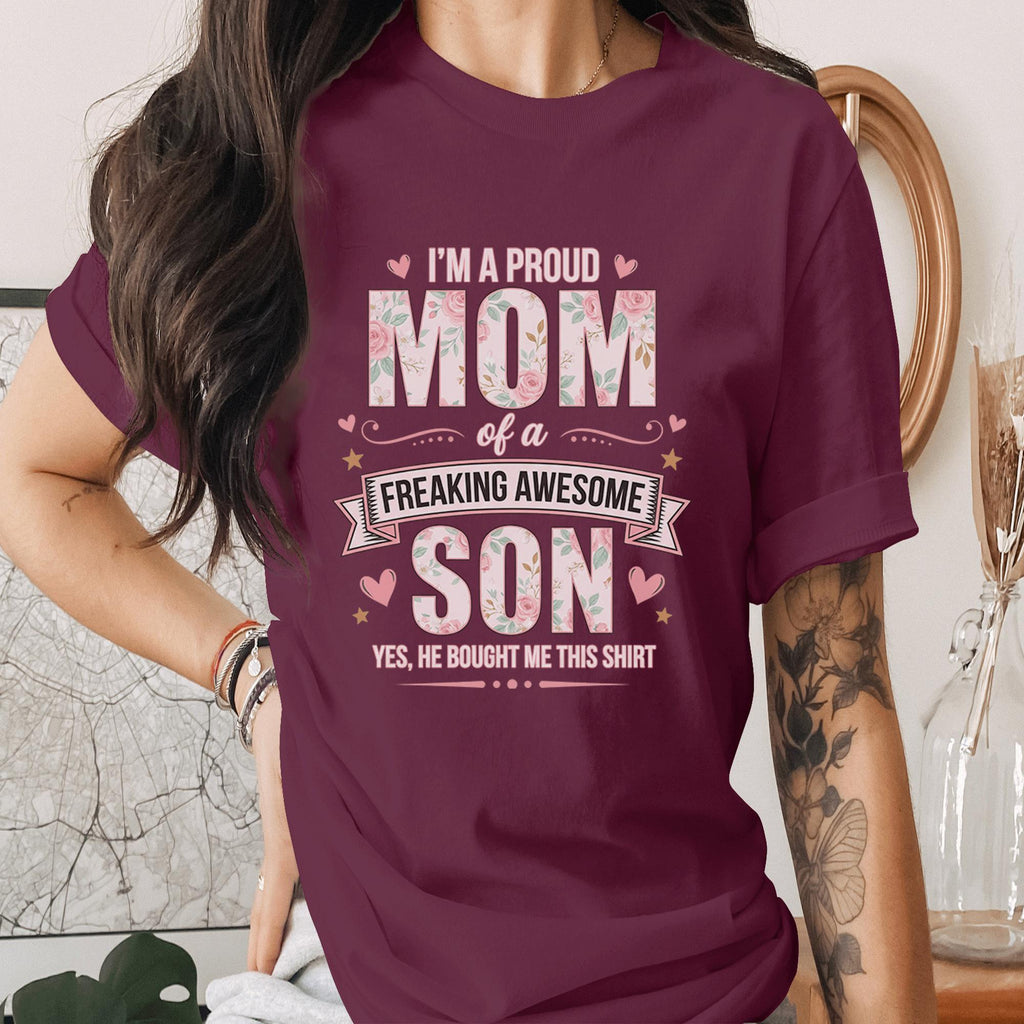 Proud Mom of Son Shirt Funny Mom Gift from Son Shirt Awesome Son Quote Tee Mothers Day Gift Boy Mom Shirt Cute Mama Tee
