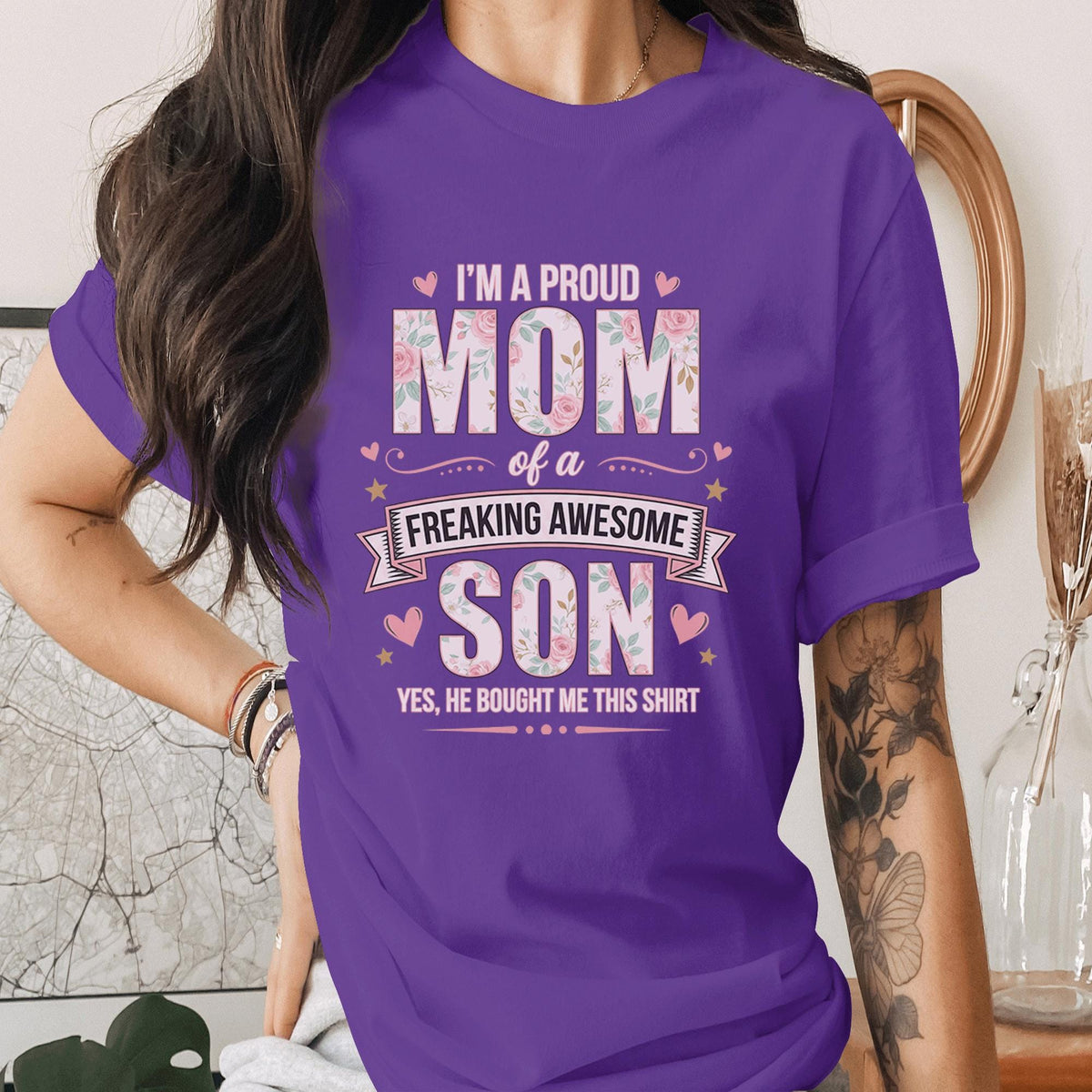 Proud Mom of Son Shirt Funny Mom Gift from Son Shirt Awesome Son Quote Tee Mothers Day Gift Boy Mom Shirt Cute Mama Tee