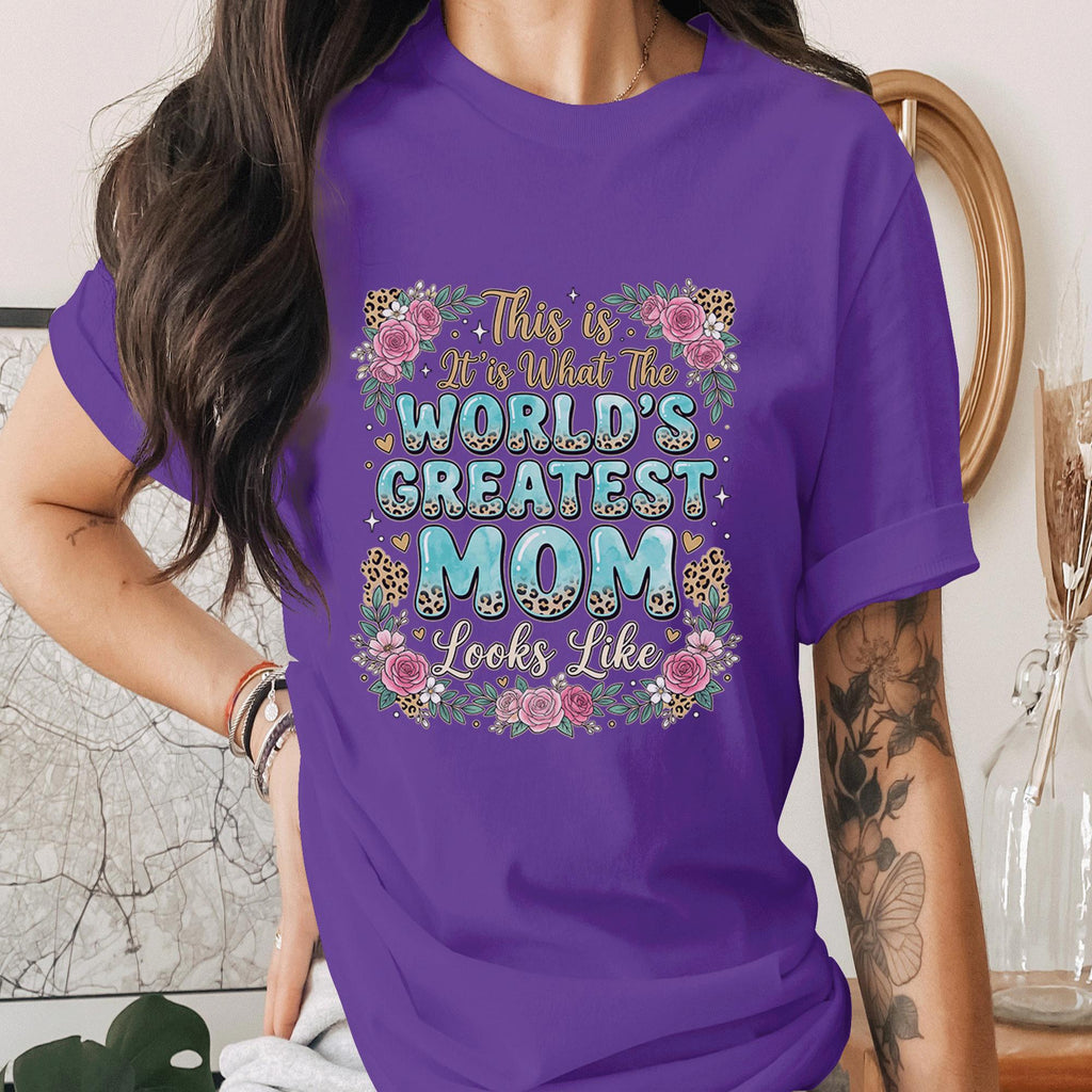 World’s Greatest Mom Shirt Floral Leopard Print Mom Gift Cute Mothers Day Shirt Rustic Mama Tee Best Mom Ever Shirt