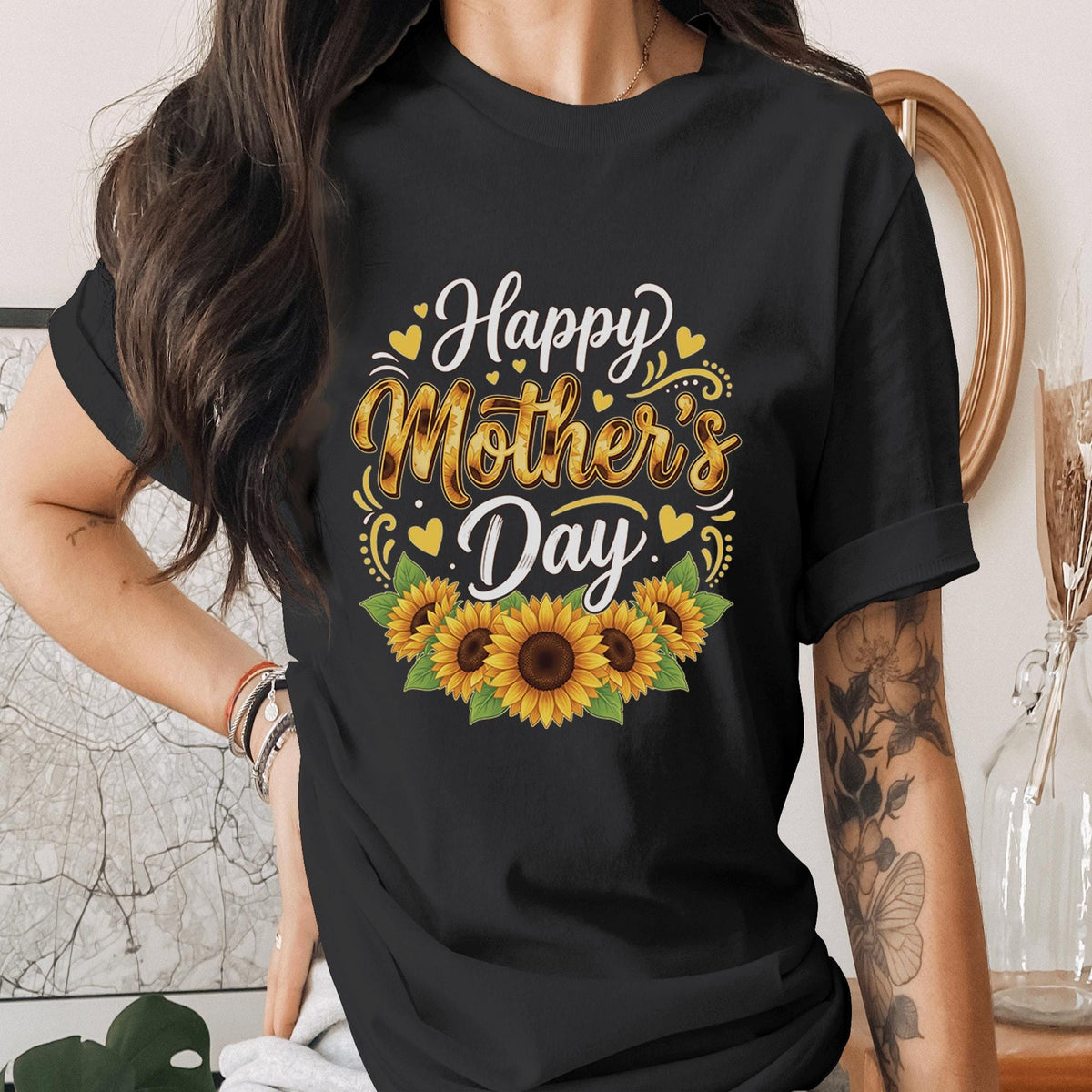 Happy Mothers Day Sunflower Shirt, Floral Mom Gift Tee