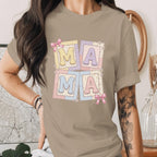 Mama Patchwork Shirt Cute Pastel Mom Tee, Aesthetic Mama Shirt Gift for Mom, Vintage Style Mama Shirt Mothers Day Gift Idea for Women