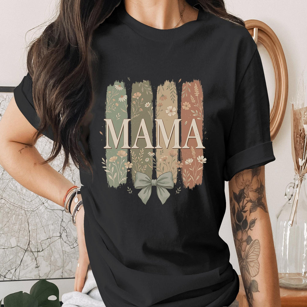 Mama Vintage Floral Shirt Retro Mom Tee Aesthetic Mama Bow Shirt Boho Floral Mom Shirt Mothers Day Gift Idea Trendy Mama Tee