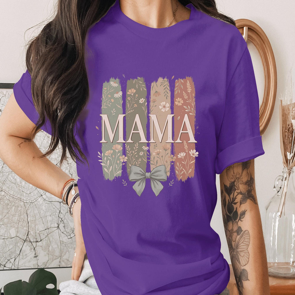 Mama Vintage Floral Shirt Retro Mom Tee Aesthetic Mama Bow Shirt Boho Floral Mom Shirt Mothers Day Gift Idea Trendy Mama Tee