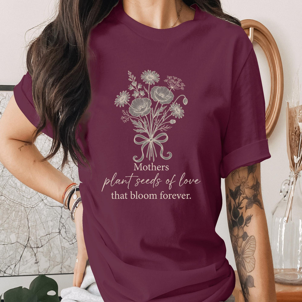 Mothers Plant Seeds of Love Shirt Floral Quote Mom Tee Minimalist Botanical Mama Shirt Mothers Day Gift Idea Elegant Mom Tee