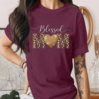 Blessed Mom Shirt Leopard Print Heart Tee Trendy Mama Shirt Cute Mothers Day Gift Stylish Mom Tee Gold Heart Mom Shirt