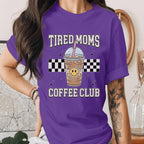 Tired Moms Coffee Club Shirt Funny Mom Coffee Tee Retro Checkered Mama Shirt Cute Iced Coffee Lover Gift Mothers Day Tee