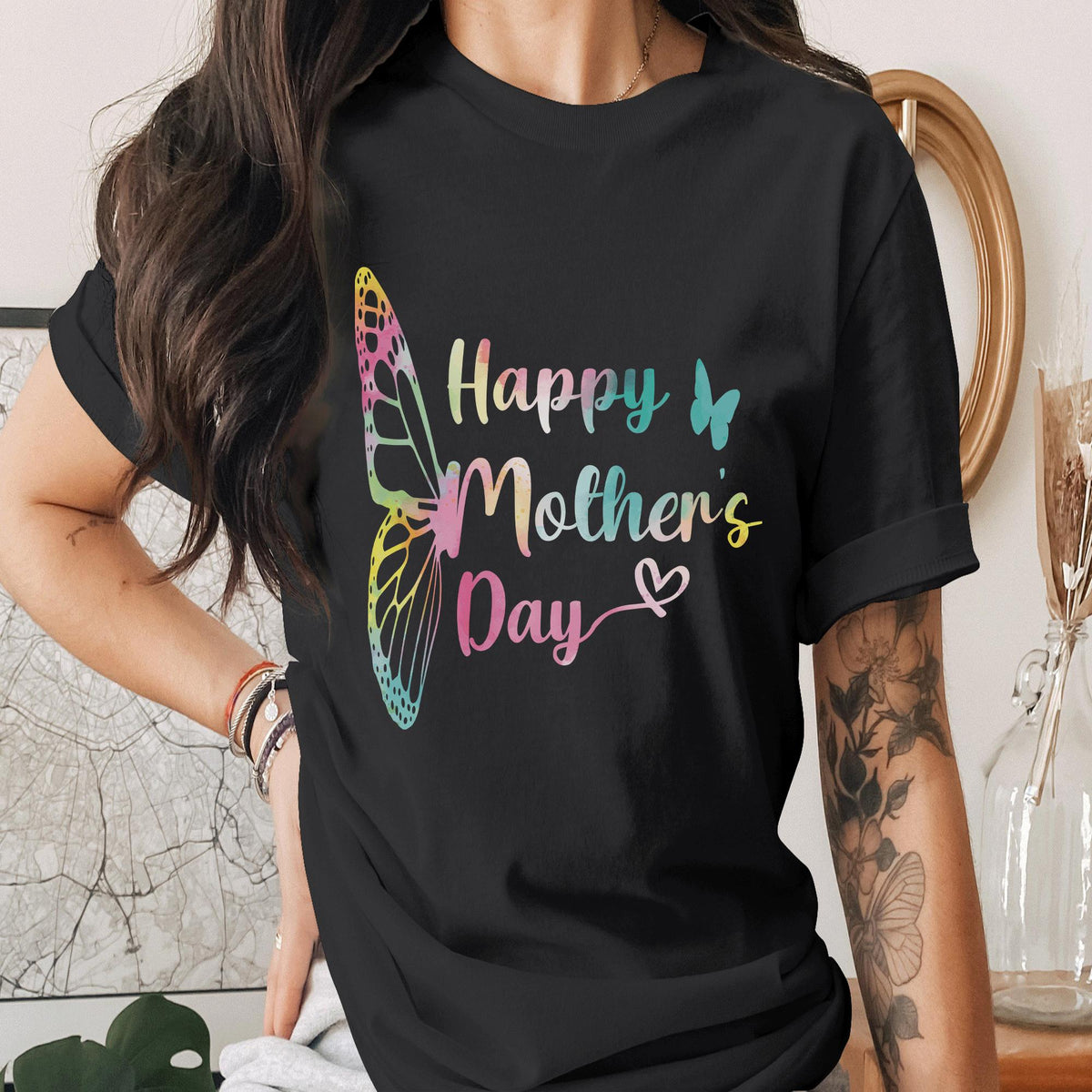 Happy Mothers Day Shirt Colorful Butterfly Mom Tee Cute Mothers Day Gift Idea for Mom Spring Aesthetic Mama Shirt Mom...