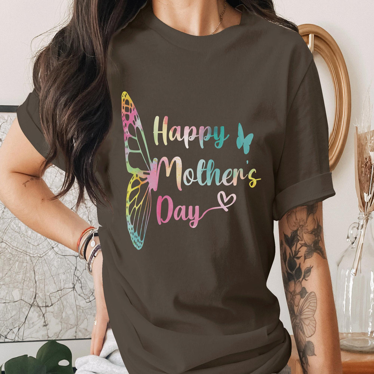Happy Mothers Day Shirt Colorful Butterfly Mom Tee Cute Mothers Day Gift Idea for Mom Spring Aesthetic Mama Shirt Mom Rainbow Tee