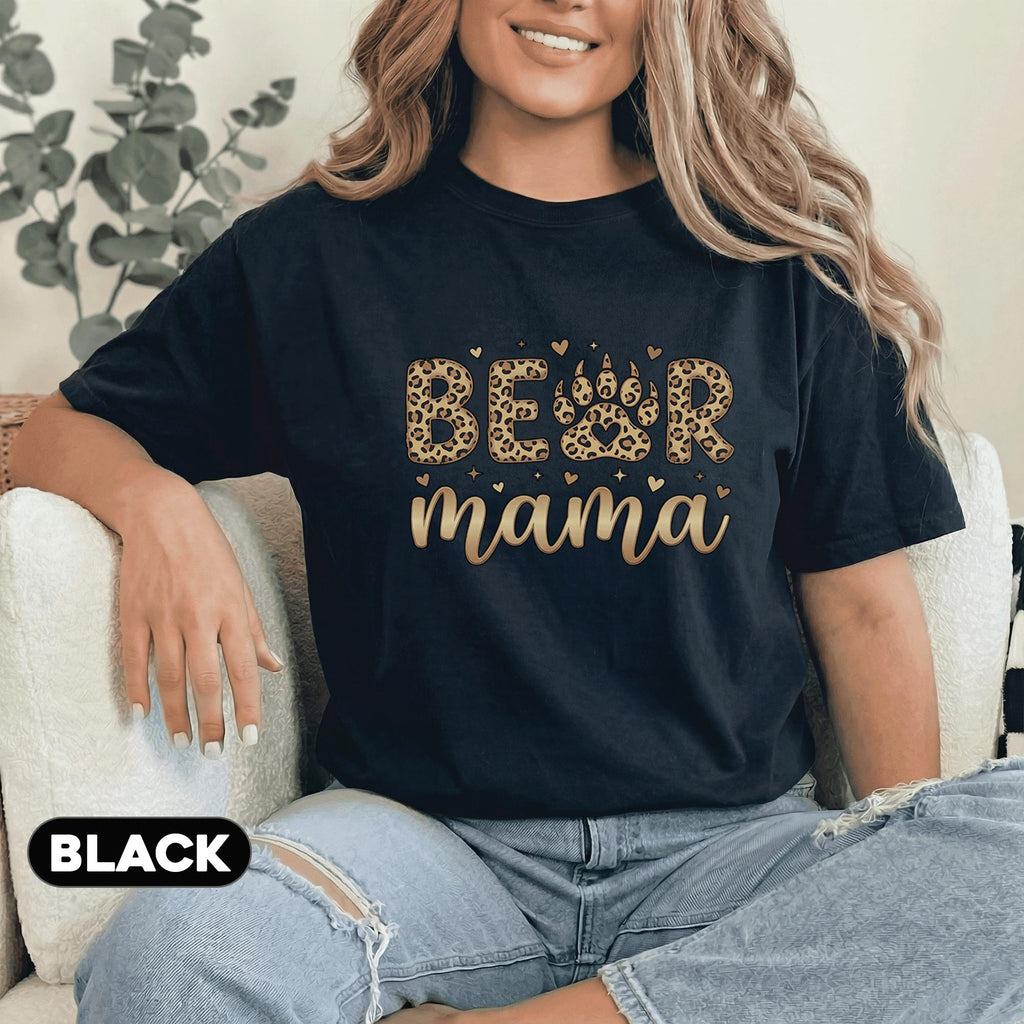 Bear Mama Leopard Print Shirt Cute Mama Bear Tee Trendy Animal Print Mom Shirt Mothers Day Gift Wild Style Women Top