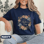 Happy Mothers Day Floral Shirt Vintage Flower Wreath Mama Tee Elegant Mom Gift Shirt Butterfly Floral Mothers Day Women Top