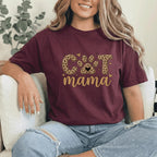 Cat Mama Leopard Print Shirt Cute Cat Lover Gift for Women Trendy Animal Print Mothers Day Tee Funny Cat Mom Apparel Wild Style Top
