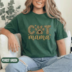 Cat Mama Leopard Print Shirt Cute Cat Lover Gift for Women Trendy Animal Print Mothers Day Tee Funny Cat Mom Apparel Wild Style Top