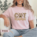 Cat Mama Leopard Print Shirt Cute Cat Lover Gift for Women Trendy Animal Print Mothers Day Tee Funny Cat Mom Apparel Wild Style Top