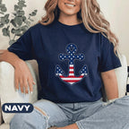 Patriotic Anchor Shirt American Flag Anchor Tee Nautical USA Shirt 4th of July Coastal Forth of July Independence Day Unisex Top