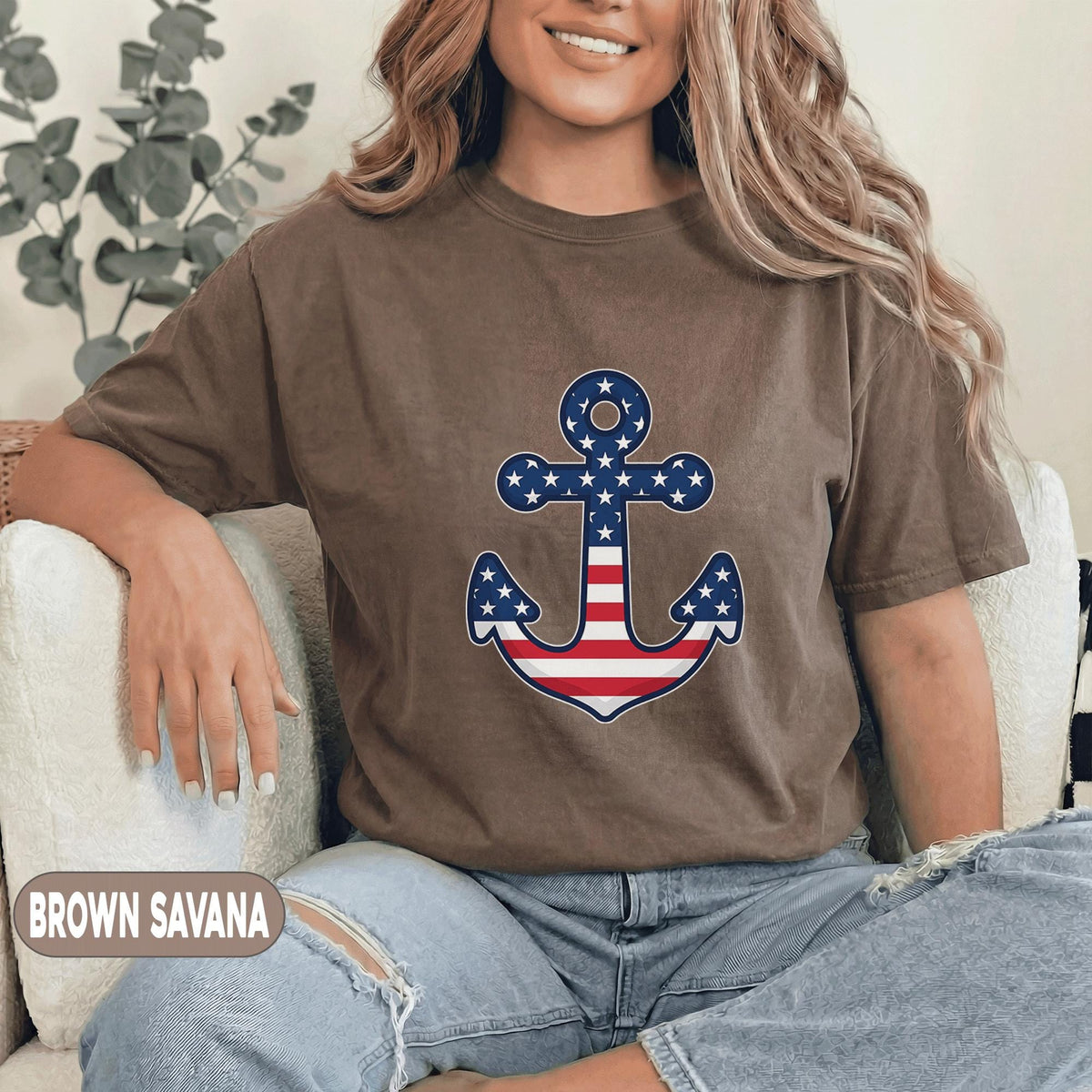 Patriotic Anchor Shirt American Flag Anchor Tee Nautical USA Shirt 4th of July Coastal Forth of July Independence Day Unisex Top