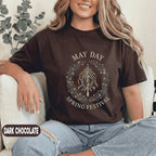 May Day Spring Festival Shirt Vintage Floral Wreath Tee Boho Maypole Nature Lover Cottagecore Aesthetic Top
