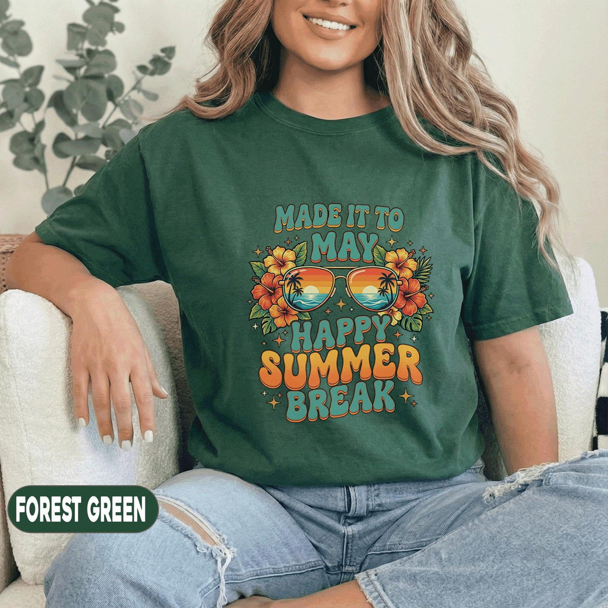 Made It To May Happy Summer Break Shirt Teacher End of School Year Tee Tropical Vacation Last Day of School Top