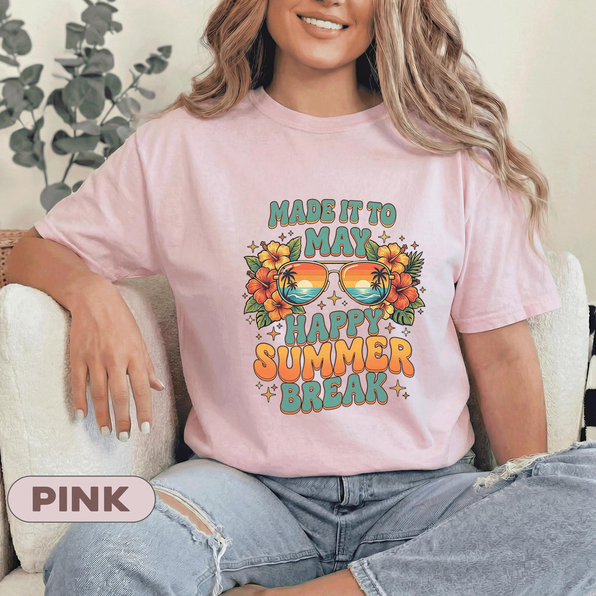 Made It To May Happy Summer Break Shirt Teacher End of School Year Tee Tropical Vacation Last Day of School Top