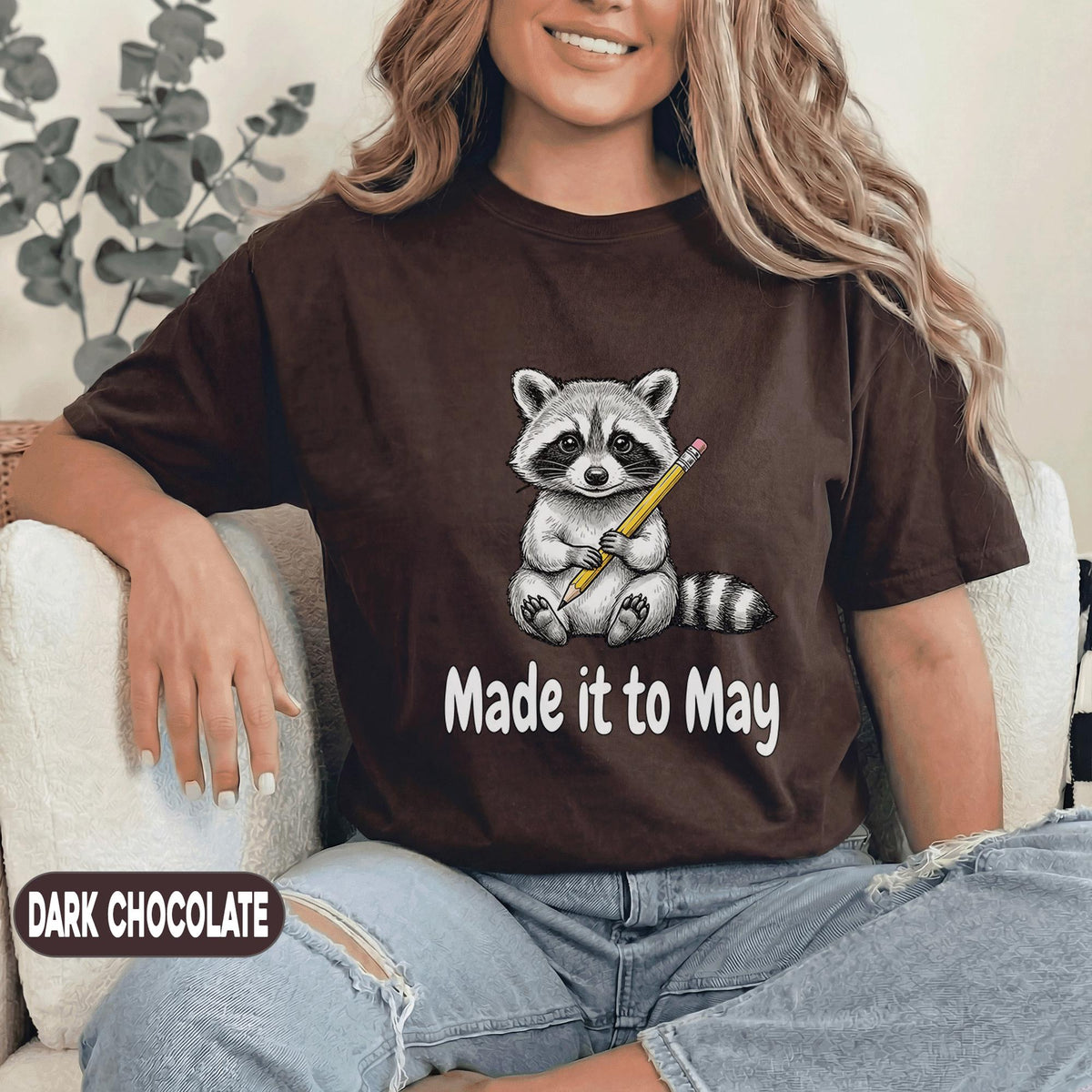 Made It To May Raccoon Shirt Cute Teacher End of School Year Tee Funny School Year Survivor Animal Top Last Day of School Shirt